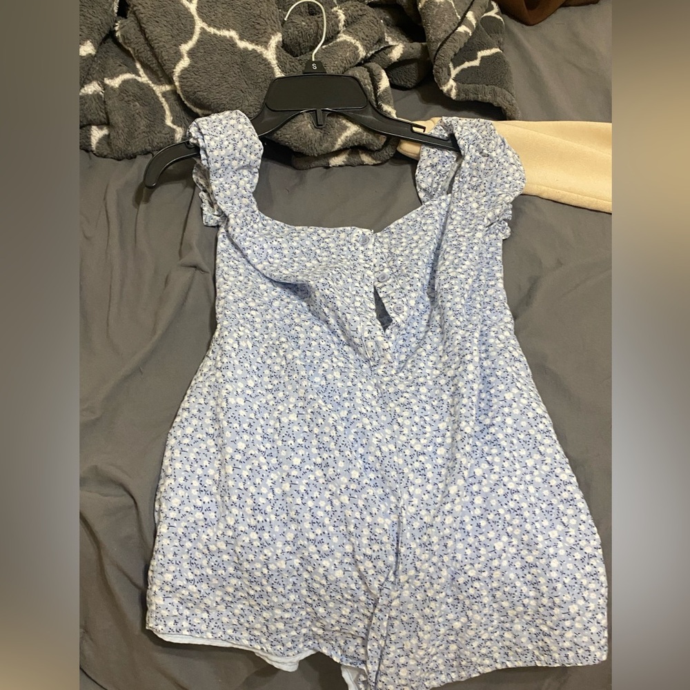 Cute Blue Floral One-Piece Romper